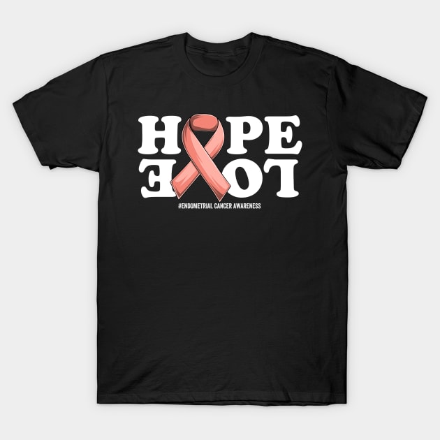 Endometrial Cancer Support | Peach Ribbon Squad Support Endometrial Cancer awareness T-Shirt by OldyArt